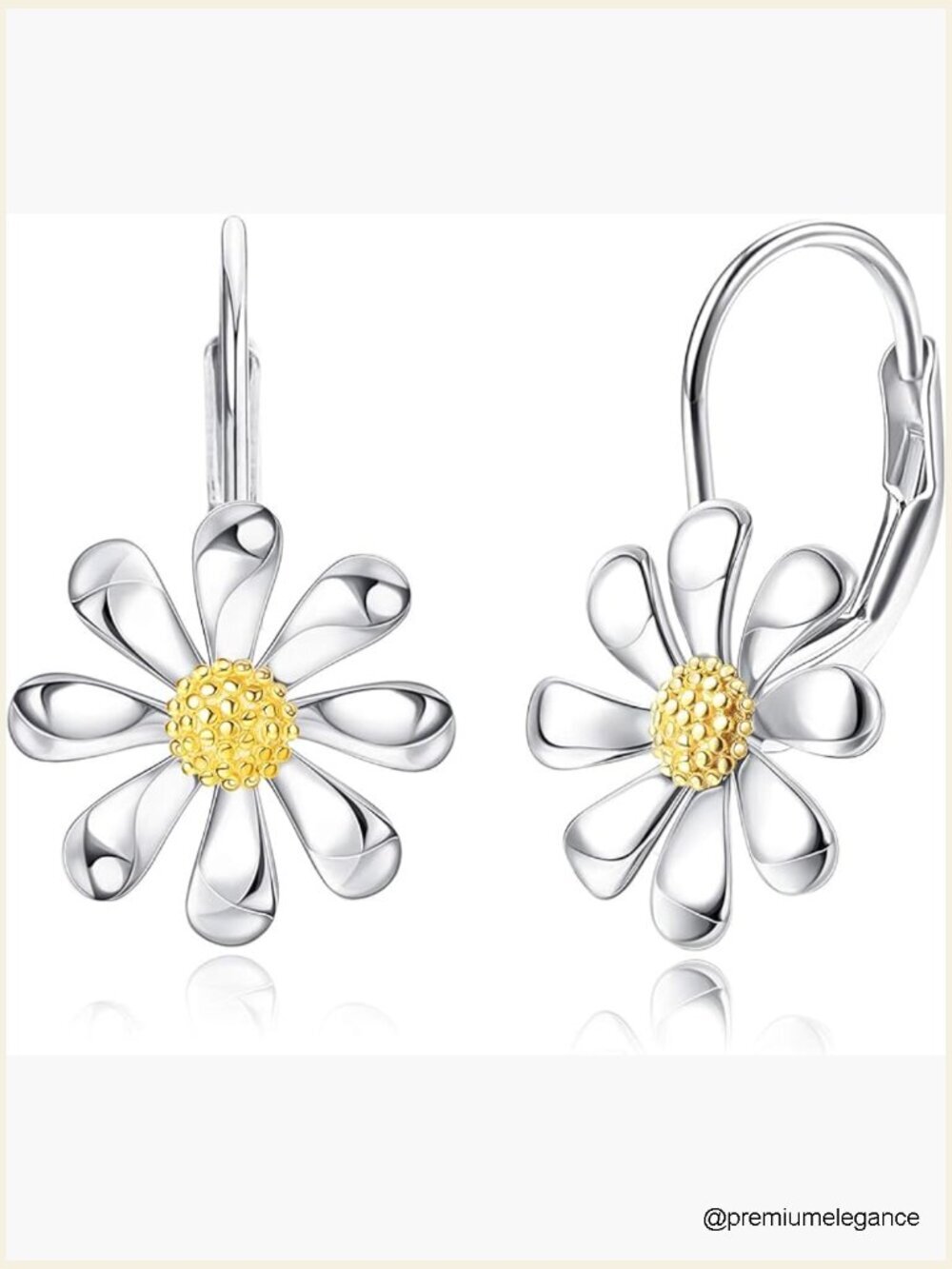 Sterling Silver Daisy Leverback Drop Dangle Earrings Hypoallergenic Gift